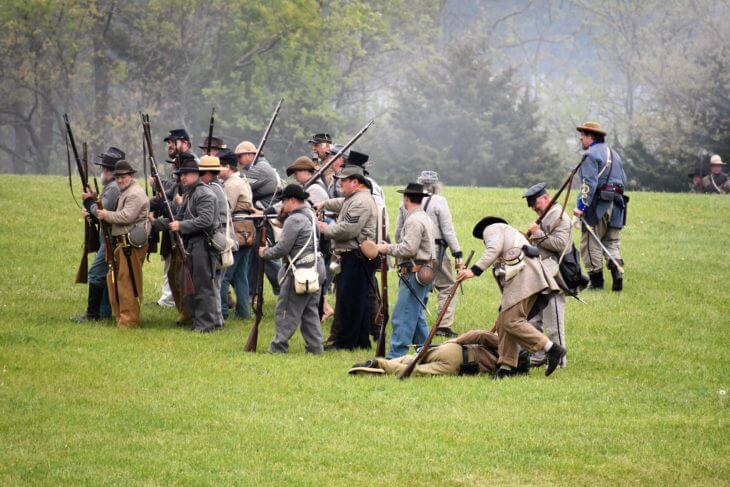 Civil War reenactment at Hartford City Civil War Days in Indiana