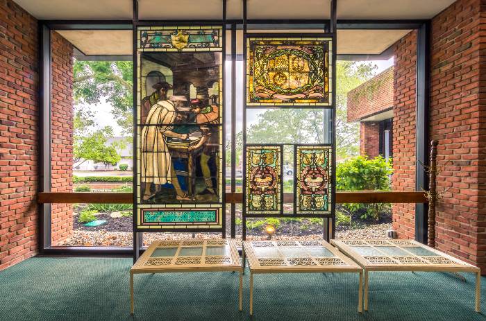 stained glass windows by tiffany at morrisson reeves library in richmond indiana