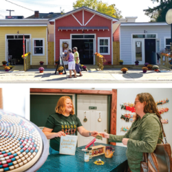 Colorful cottages at Movers and Makers in Knightstown provide space for local artisans to showcase their work and connect with the community.