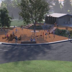The proposed playground concept is one of the centerpiece features of Alquina Blue Arrows Park's new master plan. Designed through a partnership with Purdue University, the vision combines natural play elements, accessible recreation, and community gathering spaces to create a destination that reflects Alquina's heritage while serving future generations.